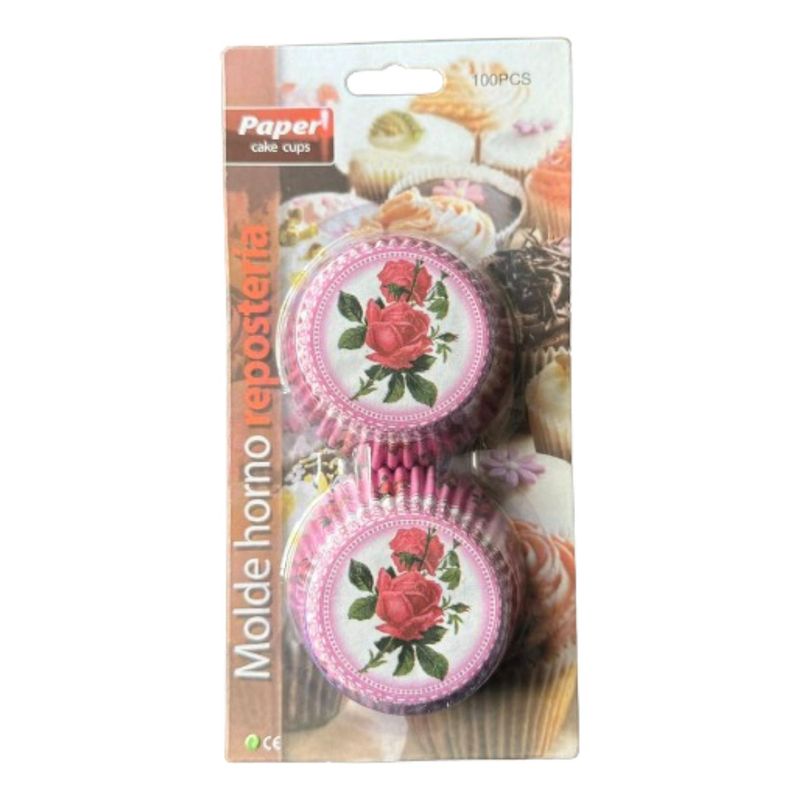 GENERICO - Capsulas Cupcake Diseño F Rosa-tallo 100 Un