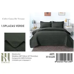 ANGELES DEL HOGAR - Cubrecama De verano Plaza y media 15 MUSAS Color Verde Oscuro