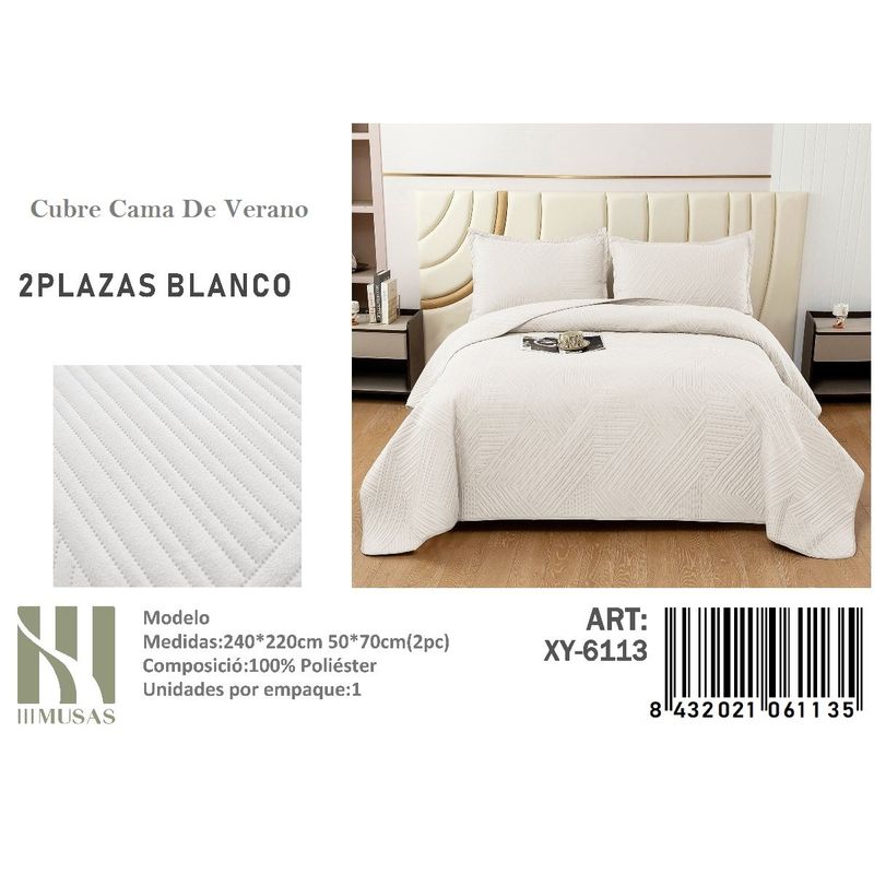 ANGELES DEL HOGAR - Cubrecama De verano 2 Plazas MUSAS Color  Color  Blanco
