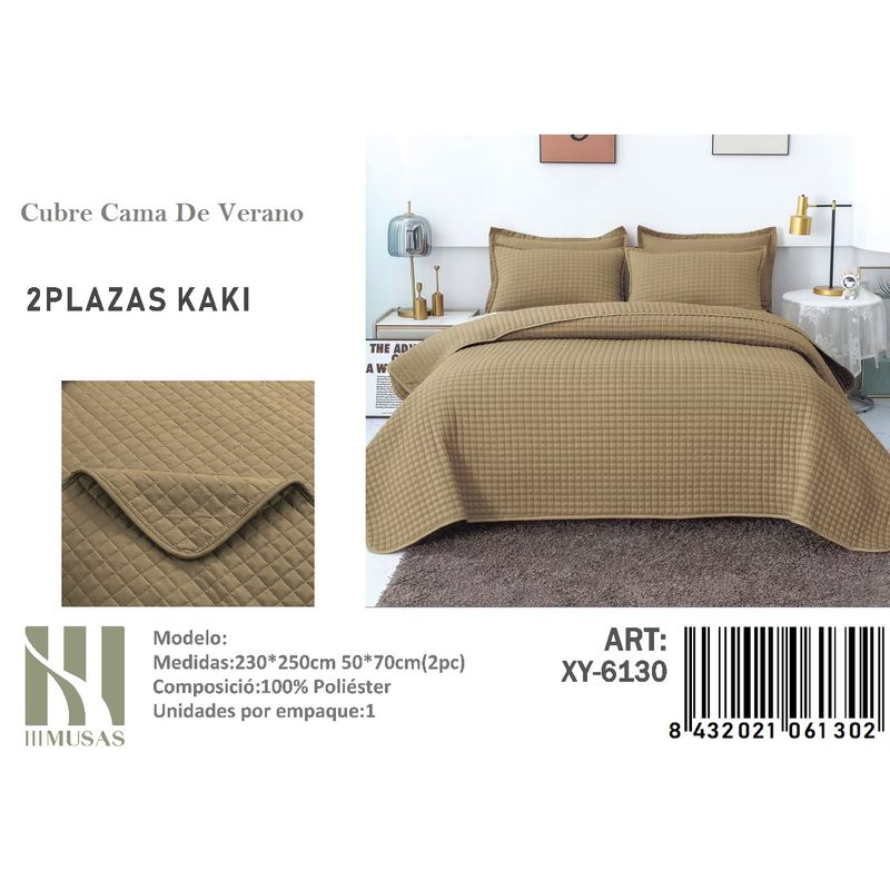 ANGELES DEL HOGAR - Cubrecama De verano 2 Plazas MUSAS Color  Color Kaki