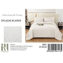 ANGELES DEL HOGAR - Cubrecama De verano 2 Plazas MUSAS Color Color Blanco