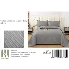 ANGELES DEL HOGAR - Cubrecama De verano King MUSAS Color Gris