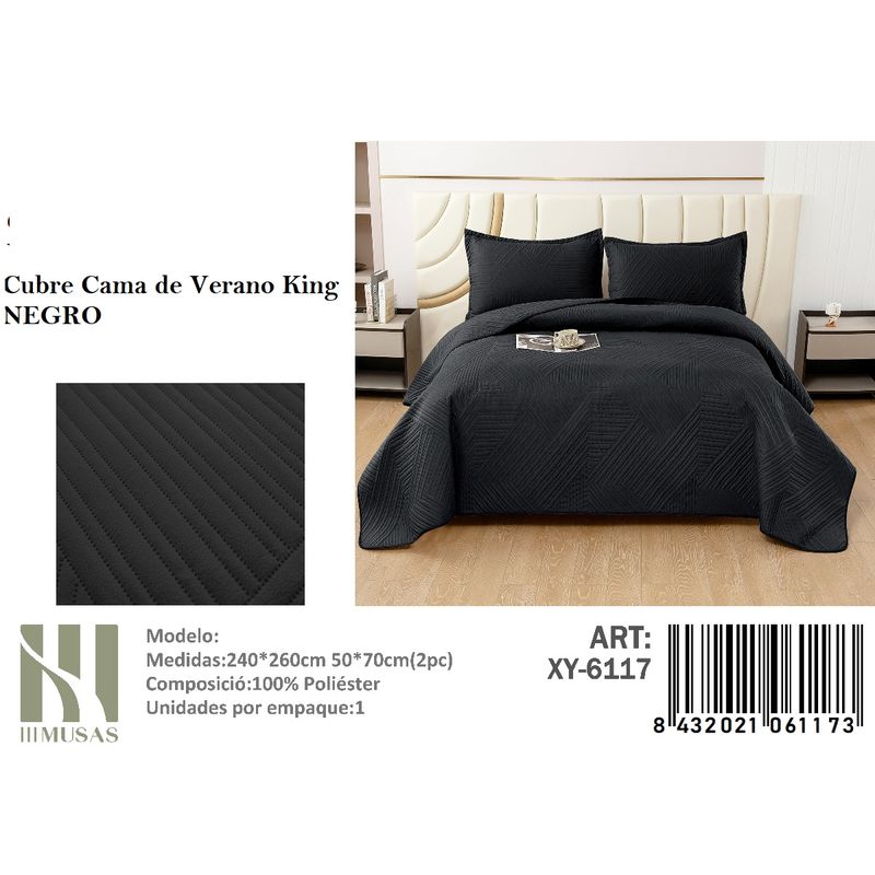 ANGELES DEL HOGAR - Cubrecama De verano King MUSAS Color Negro