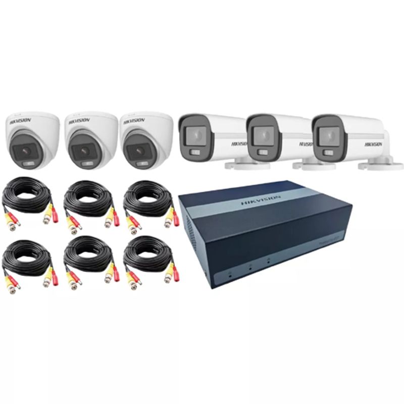 HIKVISION - Kit de Videovigilancia 8 Canales + 6 Cámaras (3x Bullet + 3x Domos) + SSD 480GB