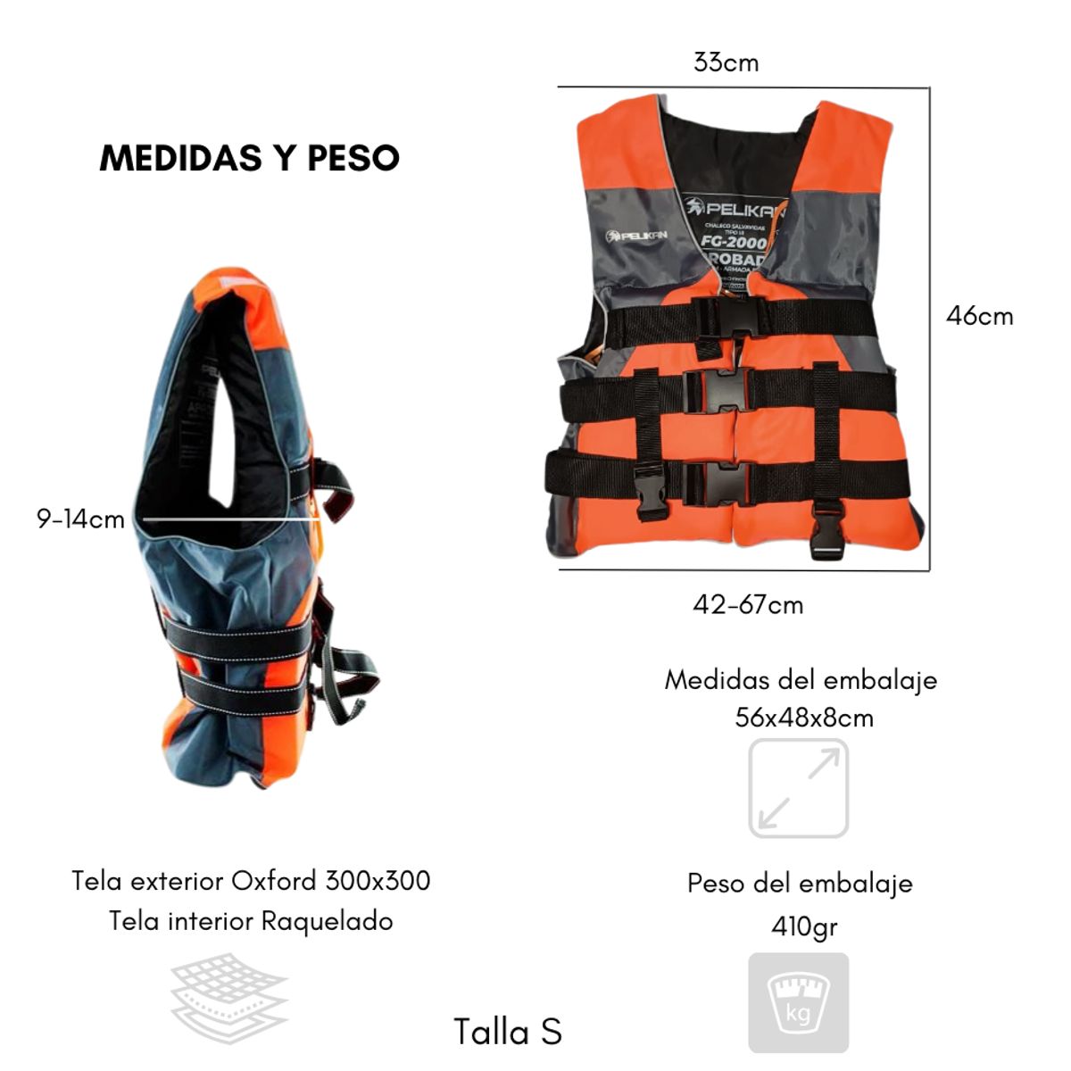 GENERICO - Chaleco Salvavidas Pelikan Certificado Talla S