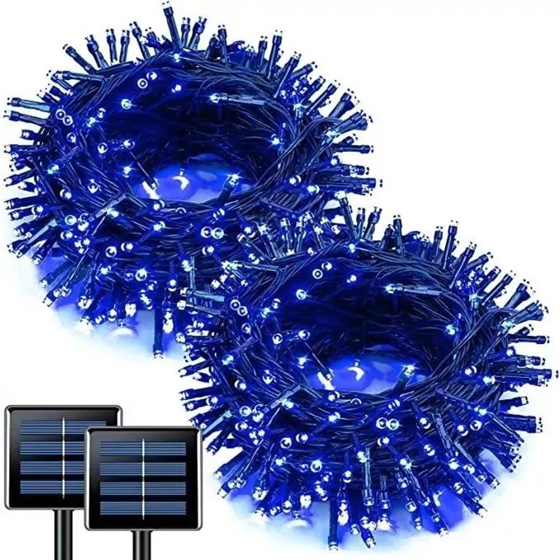 GENERICO - Pack de 2 Luces Led Solar Navidad Guirnalda 10mLed Luz Azul