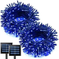 GENERICO - Pack de 2 Luces Led Solar Navidad Guirnalda 10mLed Luz Azul