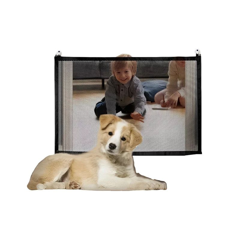 GENERICO - Pack X4 Puerta De Seguridad Plegable Magica Malla Mascotas
