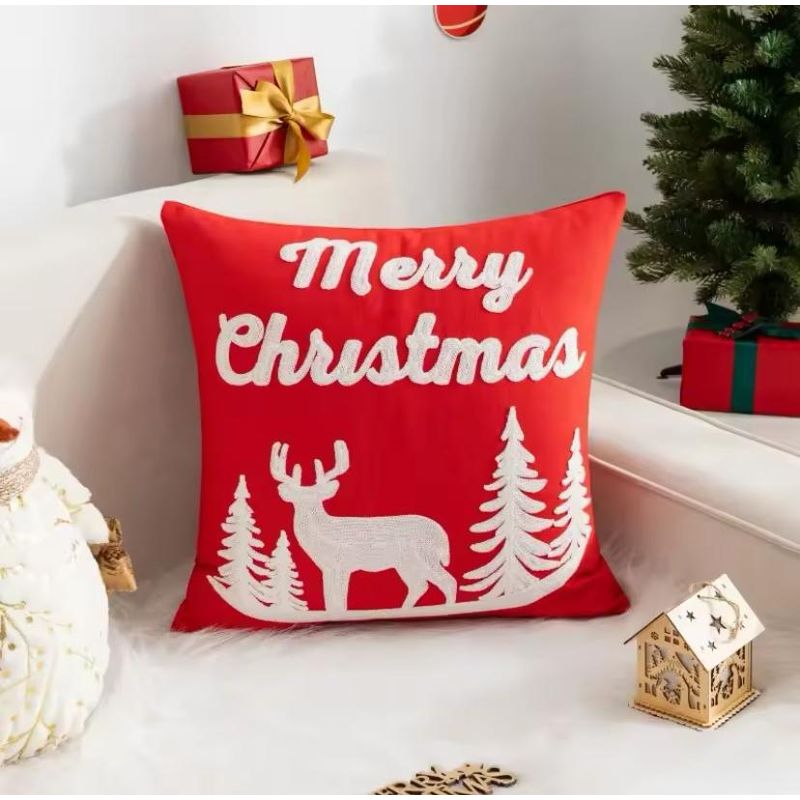GENERICO - Pack de 4 Fundas De Cojín De Navidad De 45x45 Cm Con Bordado