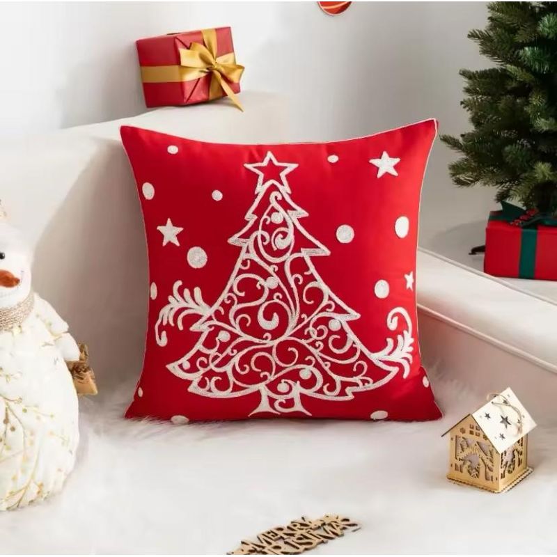 GENERICO - Pack de 4 Fundas De Cojín De Navidad De 45x45 Cm Con Bordado