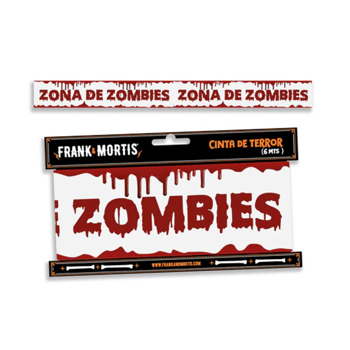 FRANK & MORTIS - Cinta De Advertencia 6mts Zona De Zombies Deco Halloween F&m