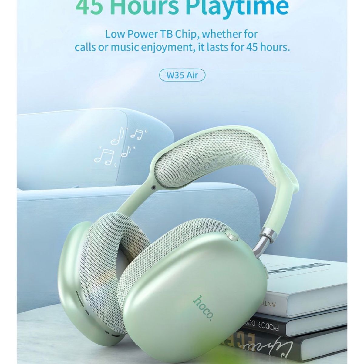 HOCO - Audifonos Bluetooth Verde Over Ear Hoco W35 Air 45 Horas