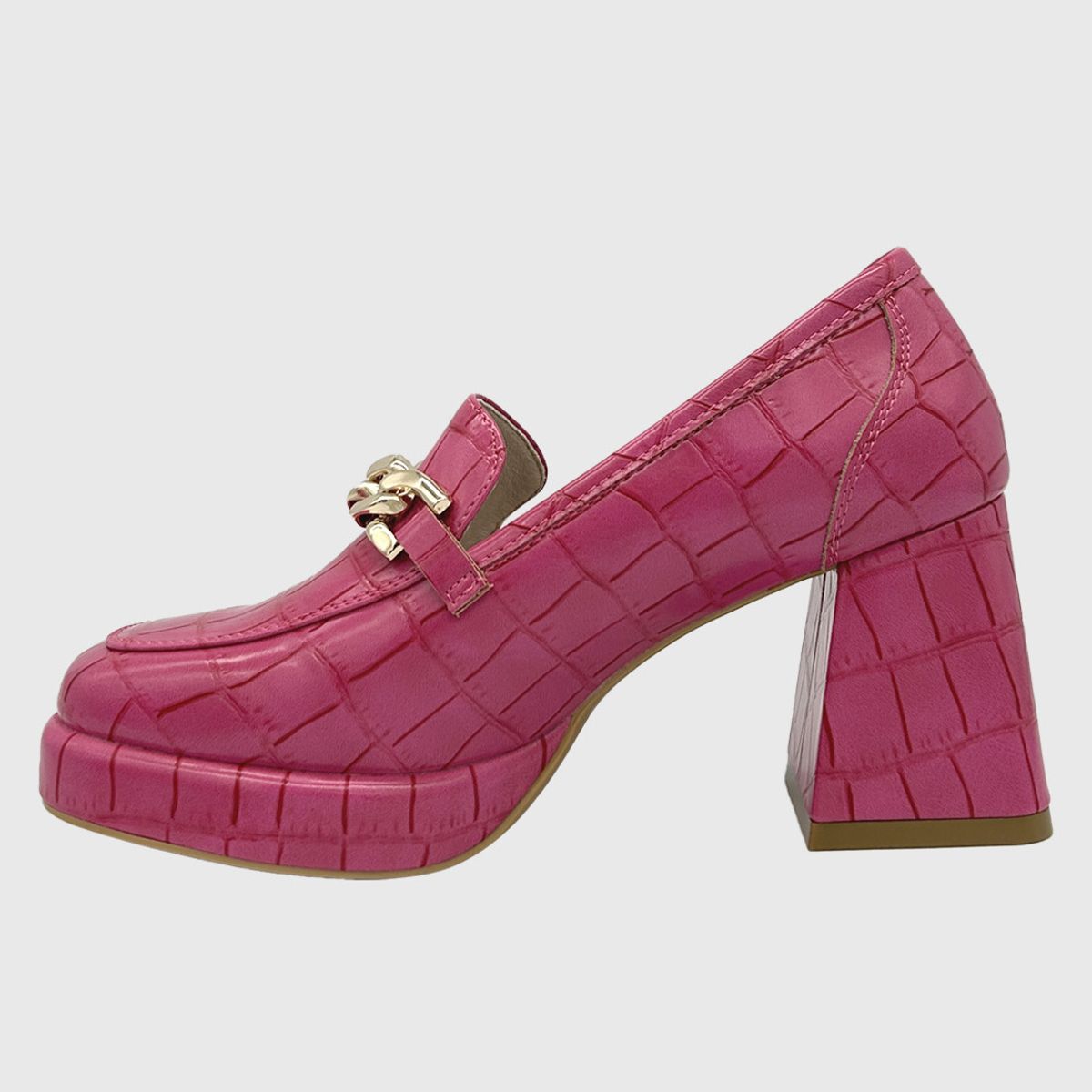 DINASTELLA - Zapato para mujer con taco y cadena Rosado