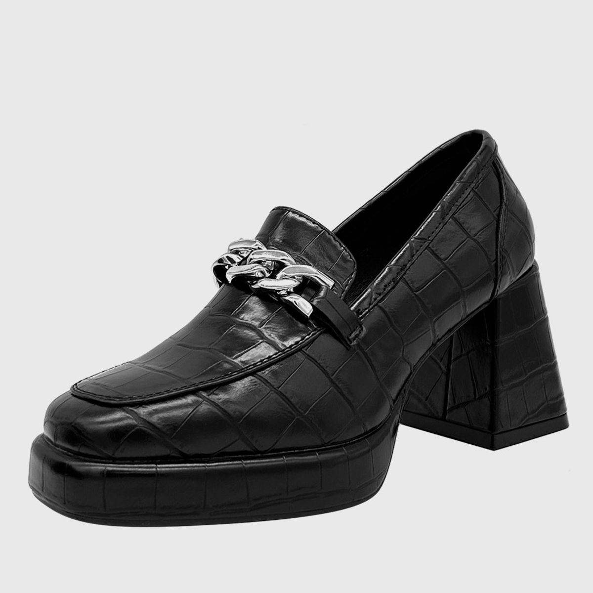 DINASTELLA - Zapato para mujer con taco y cadena Negro