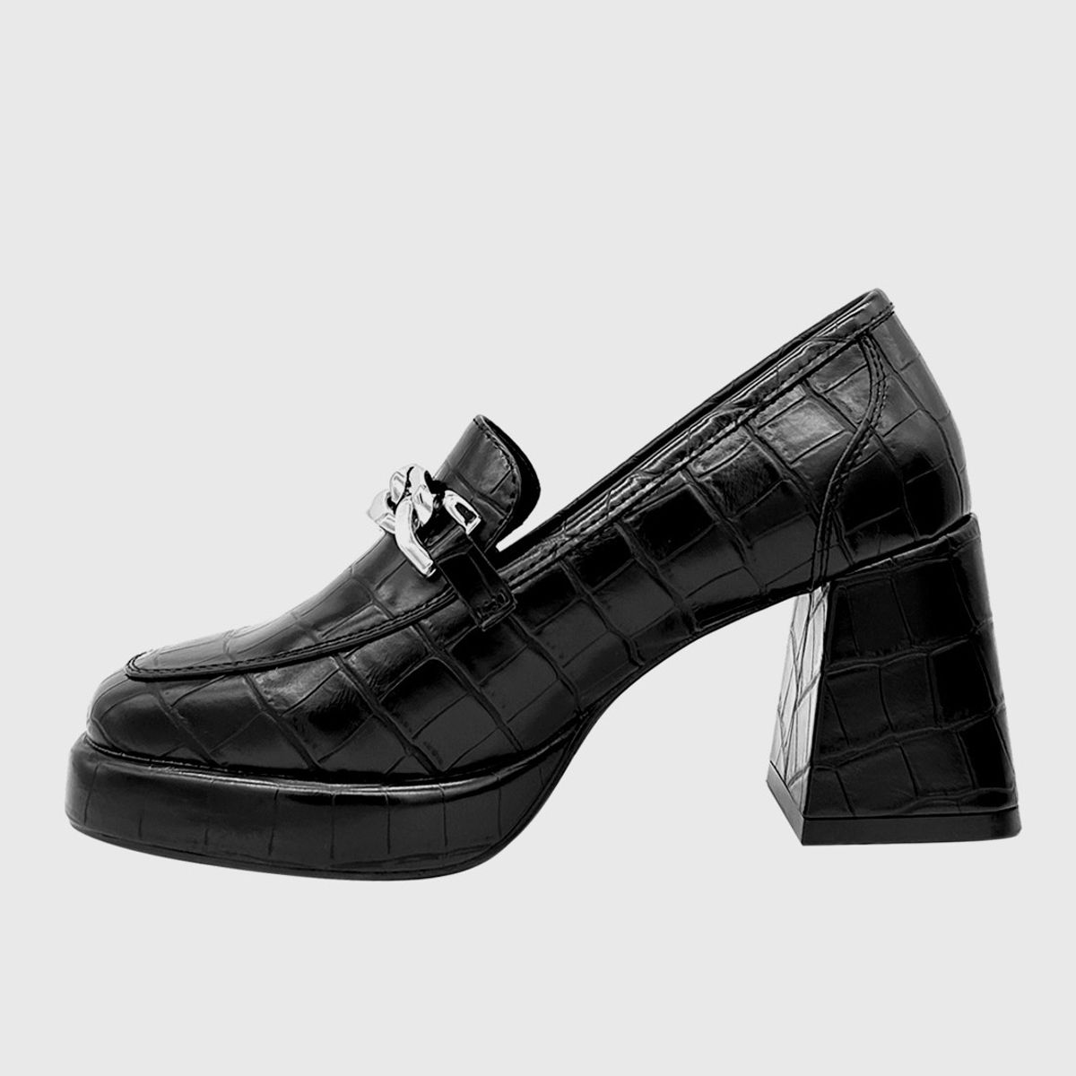 DINASTELLA - Zapato para mujer con taco y cadena Negro