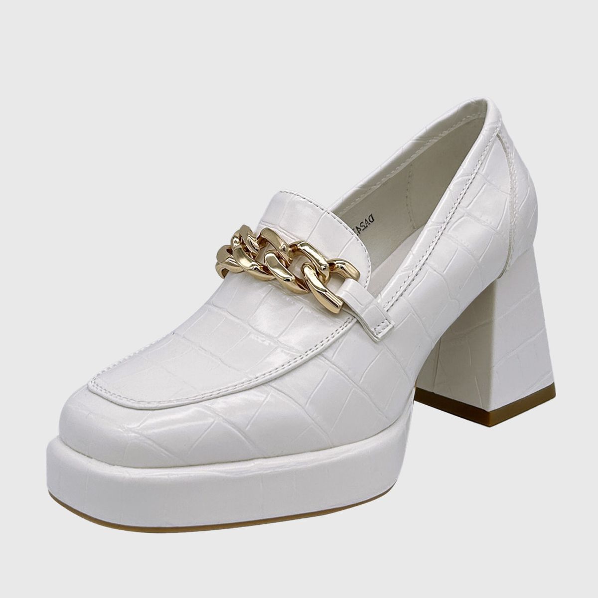 DINASTELLA - Zapato para mujer con taco y cadena Blanco