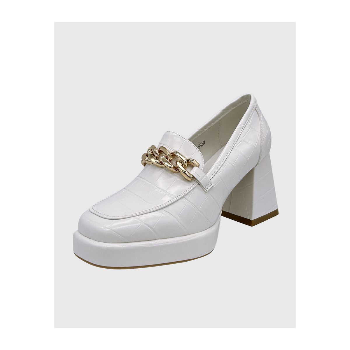 DINASTELLA - Zapato para mujer con taco y cadena Blanco