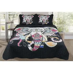 GENERICO - CUBRECAMA QUILT DE VERANO KING CON DISEÑO ELEFANTE TF