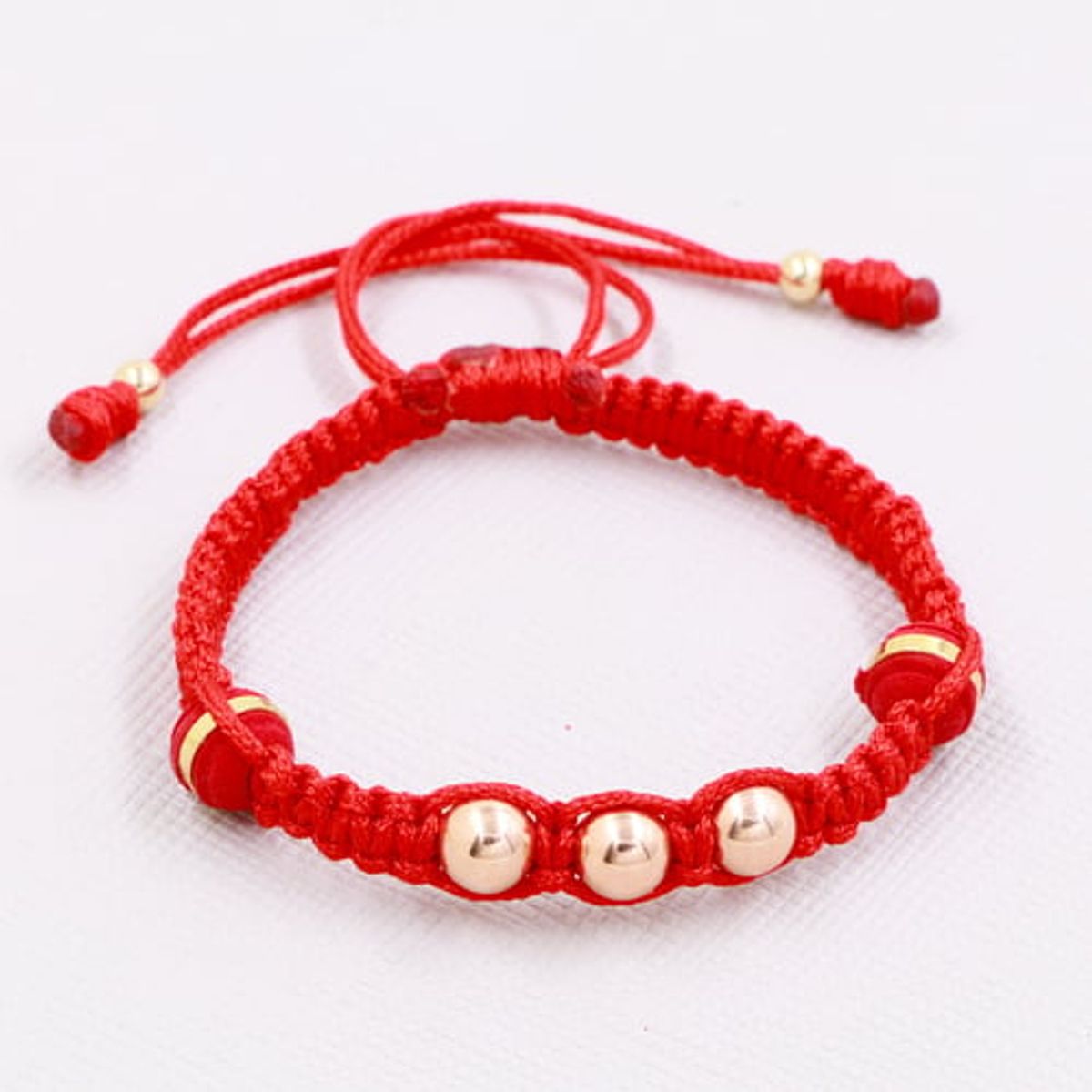 GENERICO - Pulsera Tejida Roja Niños Balin Oro Laminado 18k