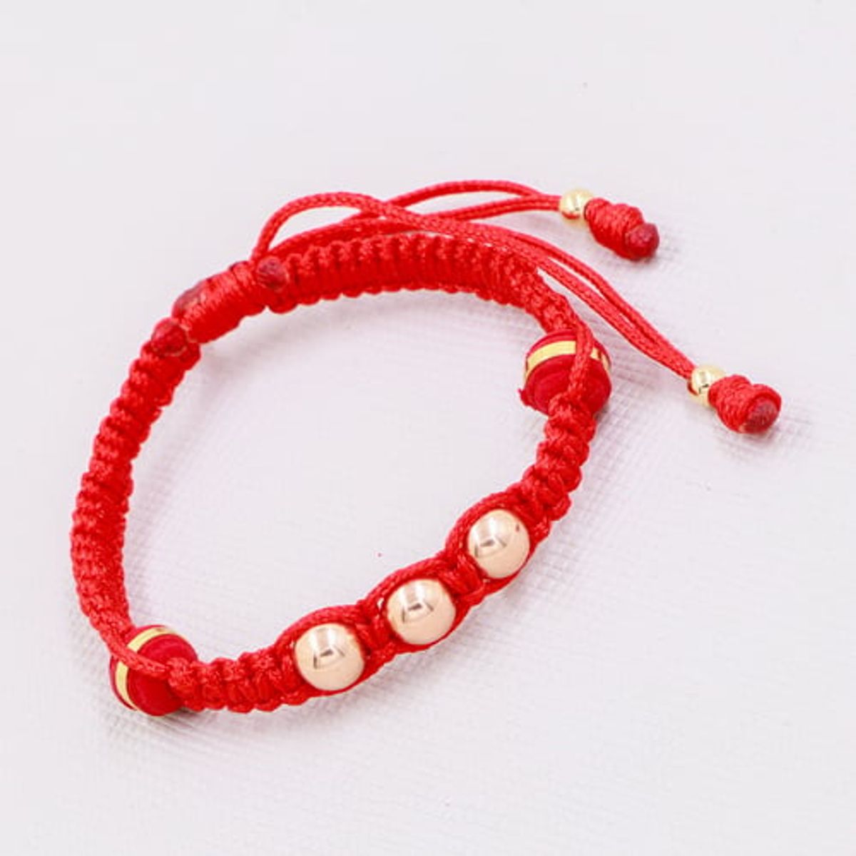 GENERICO - Pulsera Tejida Roja Niños Balin Oro Laminado 18k