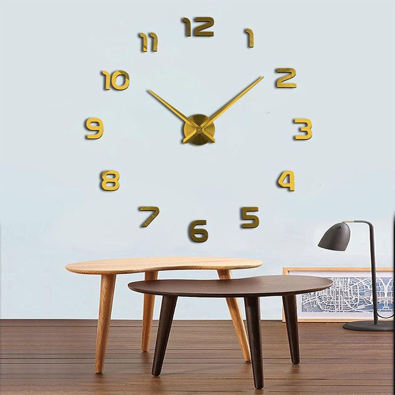 GENERICO - Reloj De Pared 3d Grande Autoadhesivos Números DORADOS