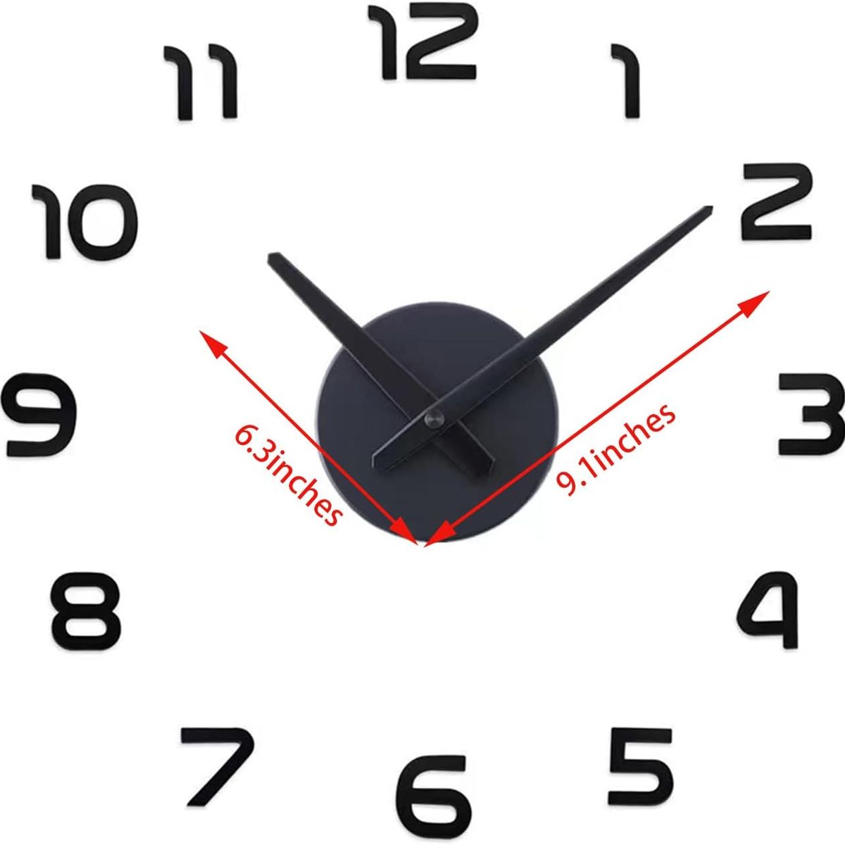 GENERICO - Reloj De Pared 3d Grande Autoadhesivos Números PLATEADOS