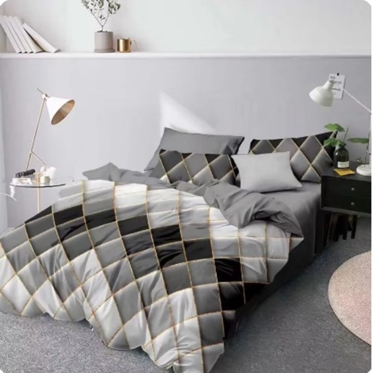 GENERICO - CUBRECAMA QUILT DE VERANO KING CON DISEÑO CUADROS DEGRADE TF