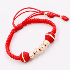 GENERICO - Pulsera Tejida Rojo Balin Oro Laminado 18k
