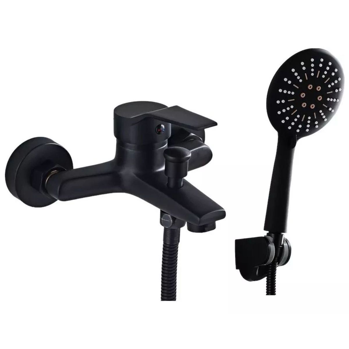 GENERICO - Llave Monomando Ducha Tina Negra Con Accesorios Ferretools