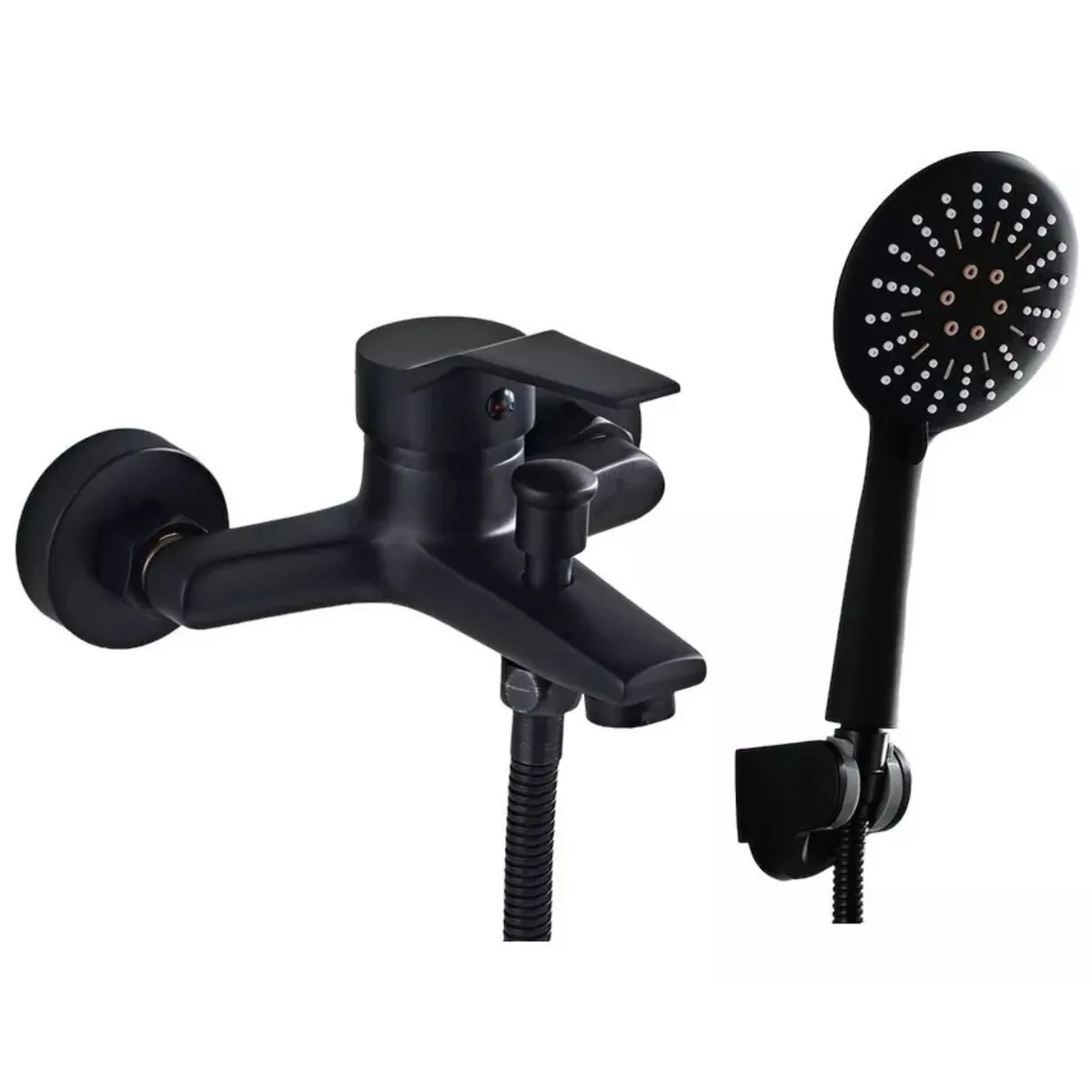 GENERICO - Llave Monomando Ducha Tina Negra Con Accesorios Ferretools