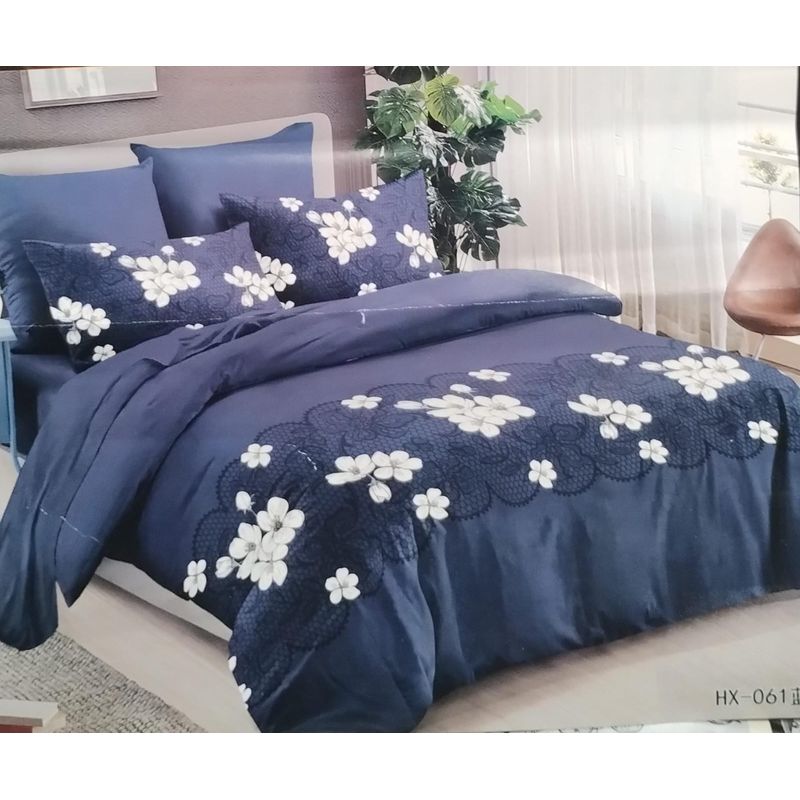 GENERICO - CUBRECAMA QUILT DE VERANO KING CON DISEÑO AZUL FLORES TF