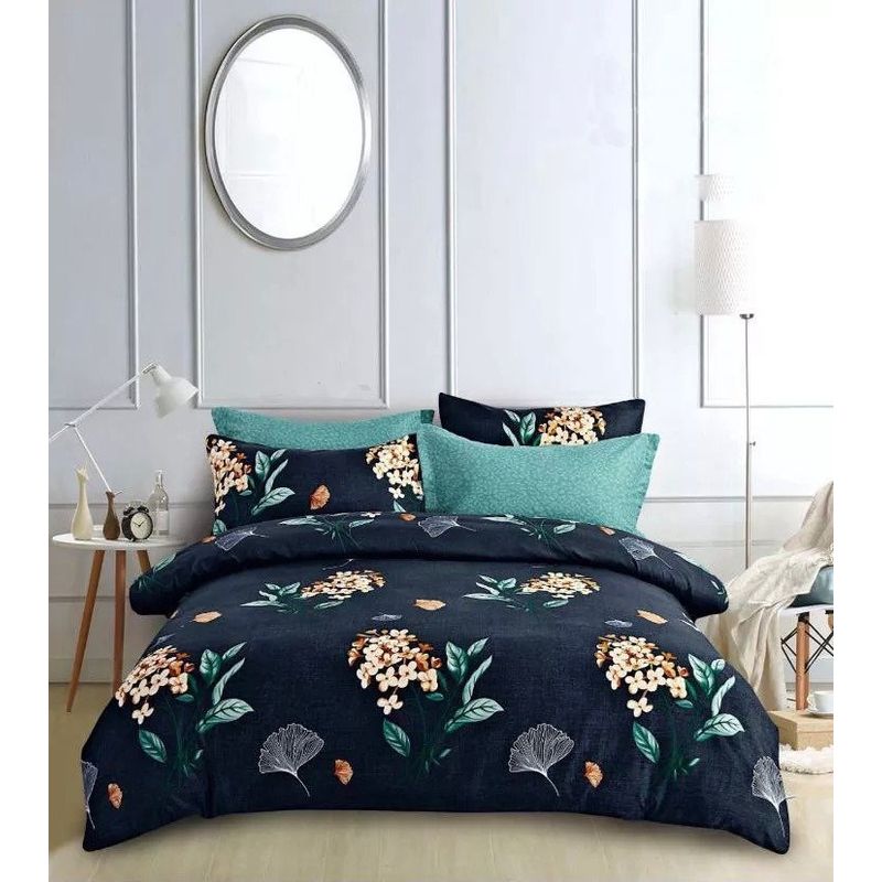 GENERICO - CUBRECAMA QUILT DE VERANO KING CON DISEÑO AZUL FLORES TF