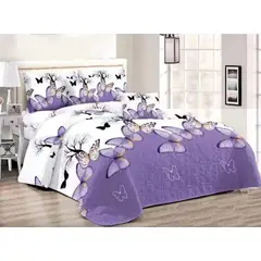 GENERICO - CUBRECAMA QUILT DE VERANO KING CON DISEÑO MARIPOSAS LILA TF