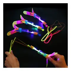 GENERICO - Pack 12 Elástico Slingshot Juguete Luz Led Volador Giratorio