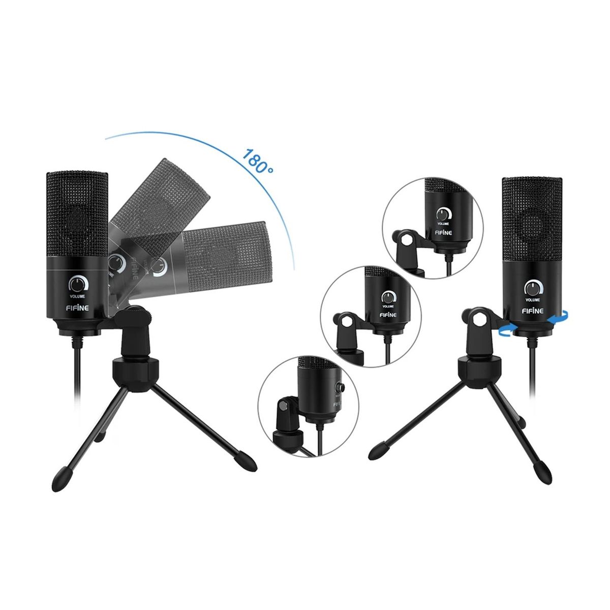 FIFINE - Micrófono Profesional Streaming Fifine K669 Usb Negro