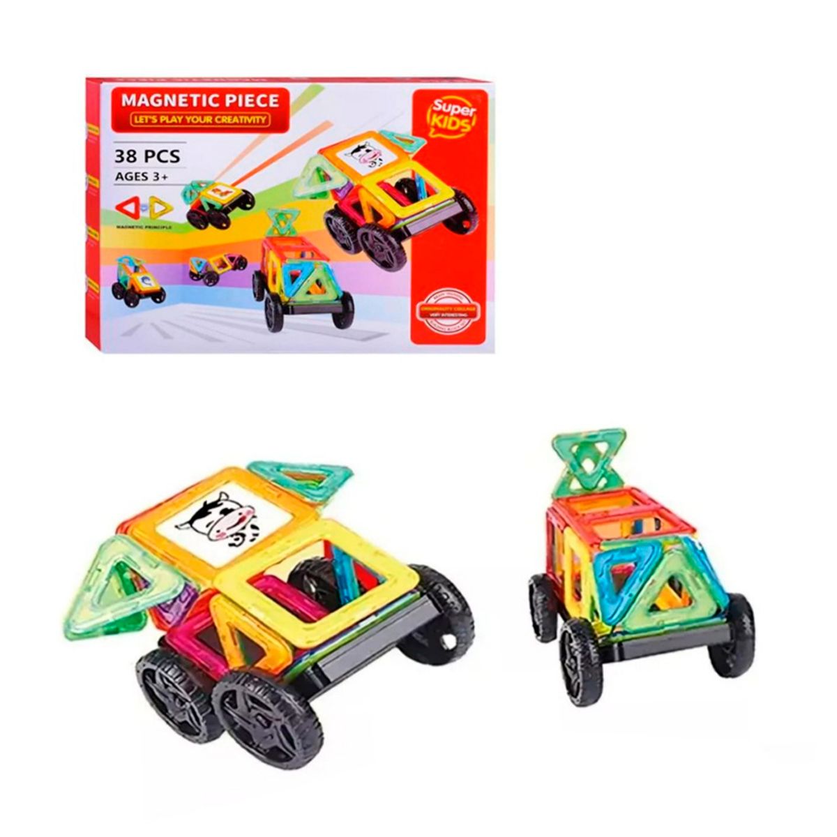 GENERICO - Auto Armable Bloques Magnéticos Construcción Didáctico