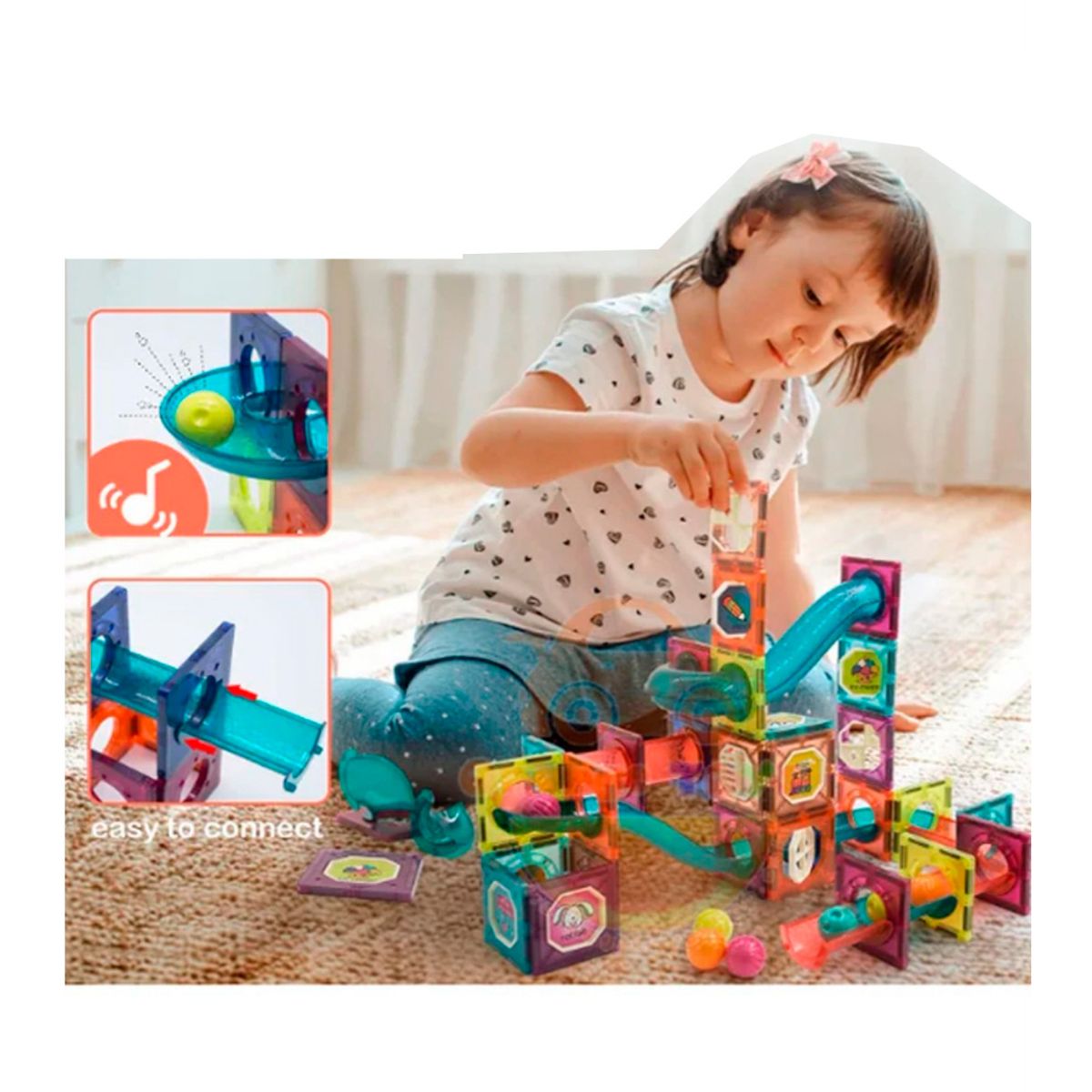 GENERICO - Bloques Magnéticos Construcción Didáctico Niños 61 piezas