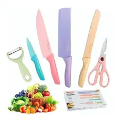 GENERICO - Juego De 6 Cuchillos De Cocina Con Tijera Y Pelador De Papas