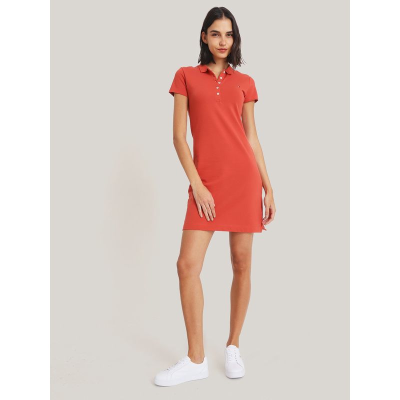 TOMMY HILFIGER - Vestido Polo Slim Fit Rojo Tommy Hilfiger
