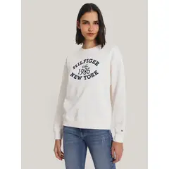 TOMMY HILFIGER - Polerón Con Logo Universitario Blanco