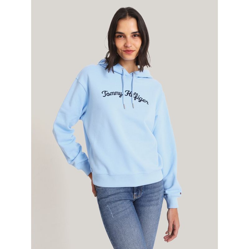 TOMMY HILFIGER - Polerón Hoodie Con Logo Bordado Azul Tommy Hilfiger