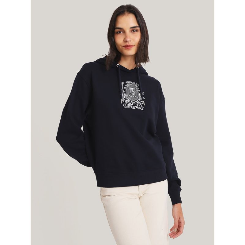 TOMMY HILFIGER - Polerón Hoodie Con Logo Gráfico Azul Tommy Hilfiger