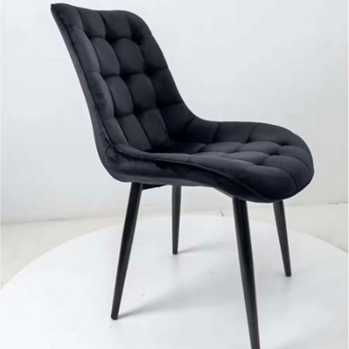 GENERICO - Silla Comedor Terciopelo Cuadros - Negro