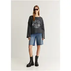 SCALPERS - Poleron Ribetes Deshilachados Darkgrey