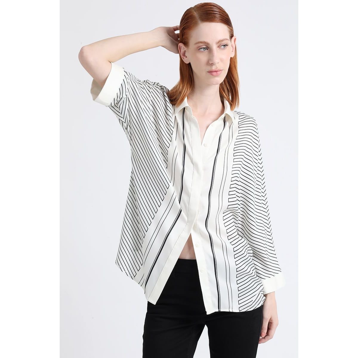 LIOLA - Blusa Rayas Contraste, Crudo Liola