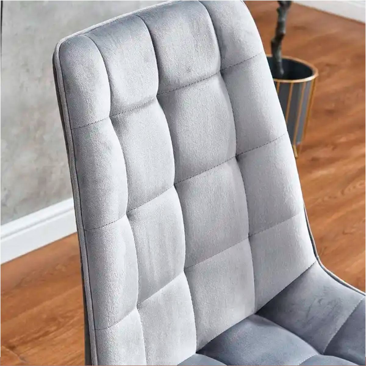 GENERICO - Silla Comedor Terciopelo Cuadros - Gris