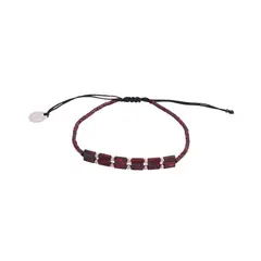 ZAZU - Pulsera Placa Fita Roja Picasso con Mostacillas de Plata