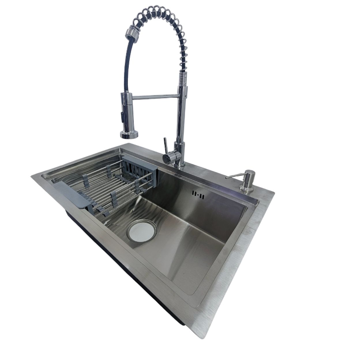 MODERN SPACE - Lavaplatos 68x45 Cm Plateado + Accesorios + Llave Industrial