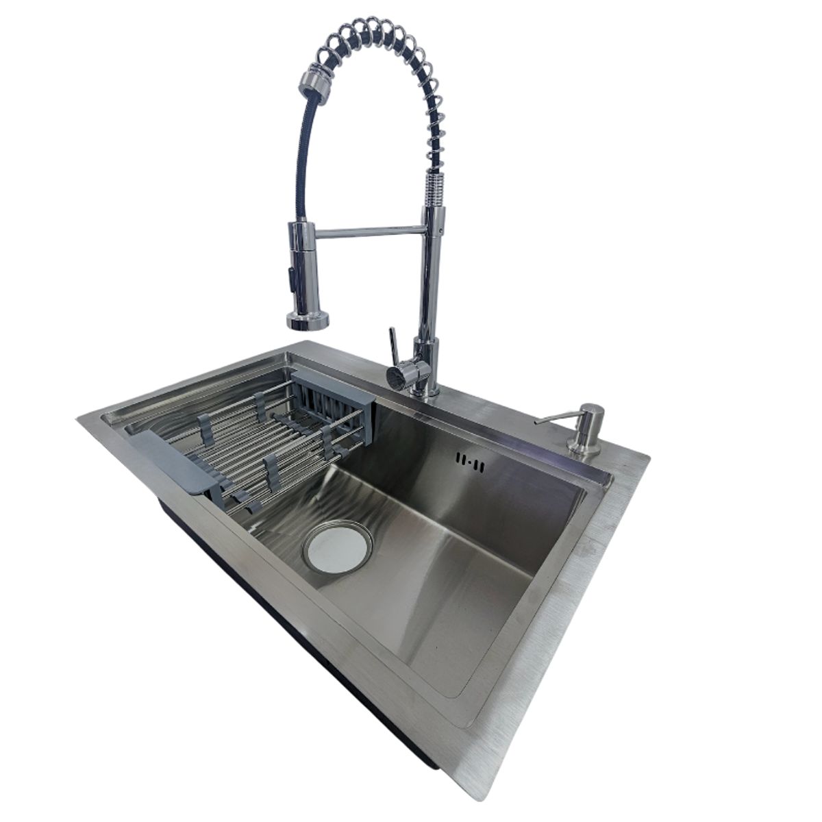 MODERN SPACE - Lavaplatos 68x45 Cm Plateado + Accesorios + Llave Industrial