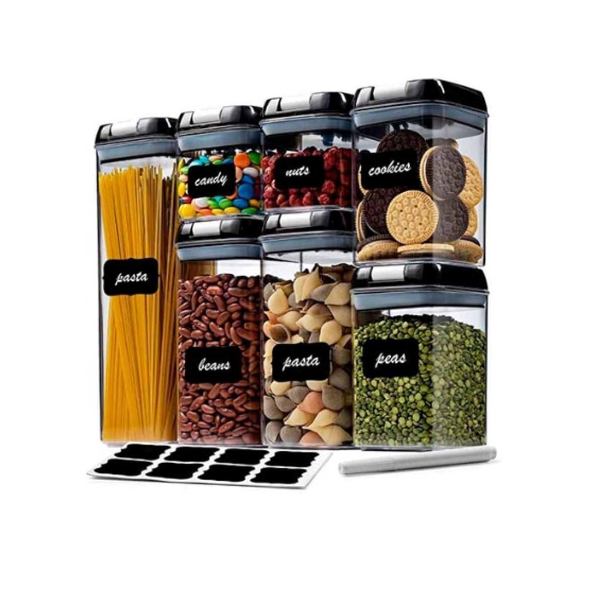 DEWINNER - Set de 7 Contenedores Acrílico con tapa Hermetica